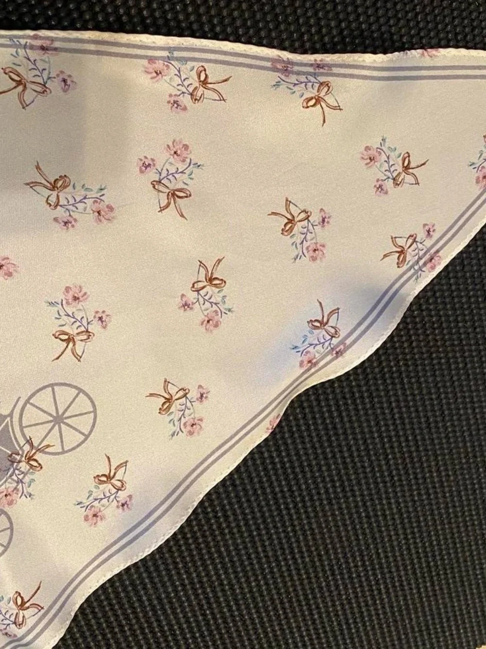 Coach Silk Scarf with Lilac Carriage and Pink Floral Motif - Picture 5 of 7